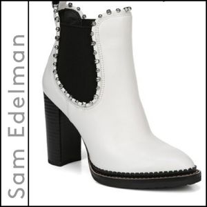 Sam Edelman White Ankle Boots